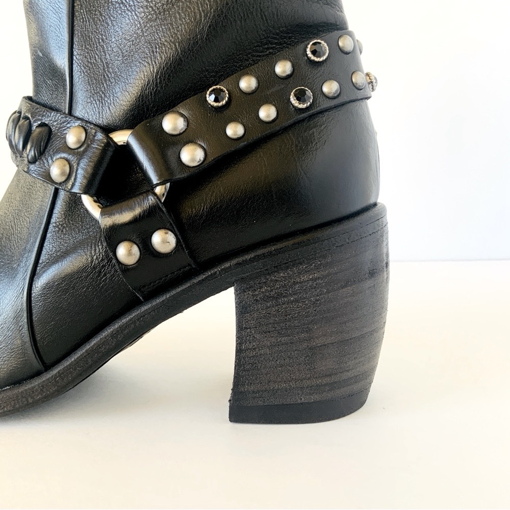A. S.98 Rory Studded Harness Ankle Boots Black Leather Women’s 41 EU 9.5 US - Picture 4 of 16